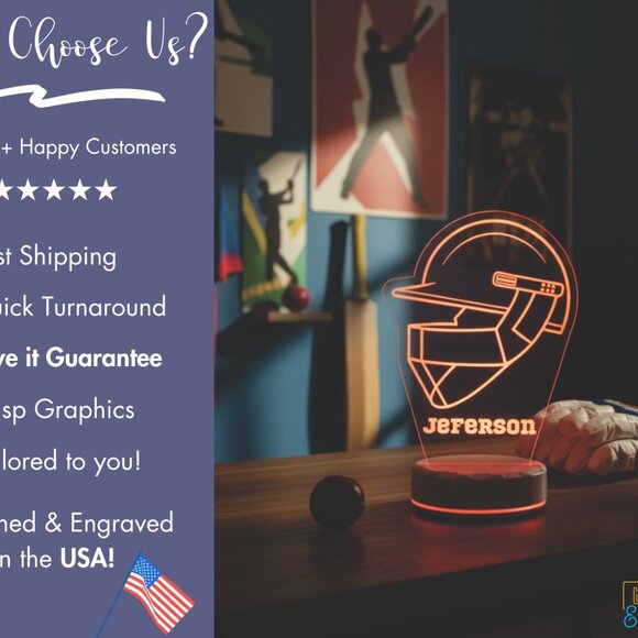 Personalized American Football Night Light – Custom LED Lamp for Players - Picture 4 of 8